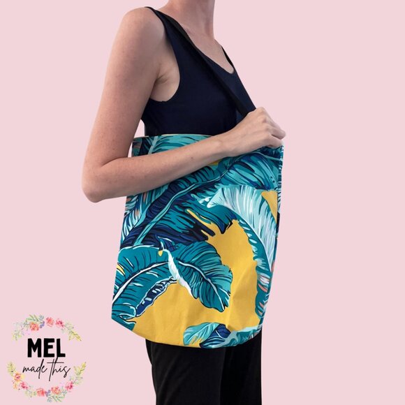 Yellow Tropical Tote Bag - Yellow Ombre Lining - Picture 1 of 3
